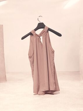 Twist Halter Blouse in Blush Pink